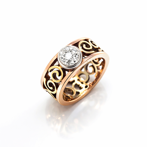 حلقه انگشتر جواهر نقره زنانه طرح اورلون عیار۹۲۵ با سنگهای زیرکونیا با ظاهر طلا